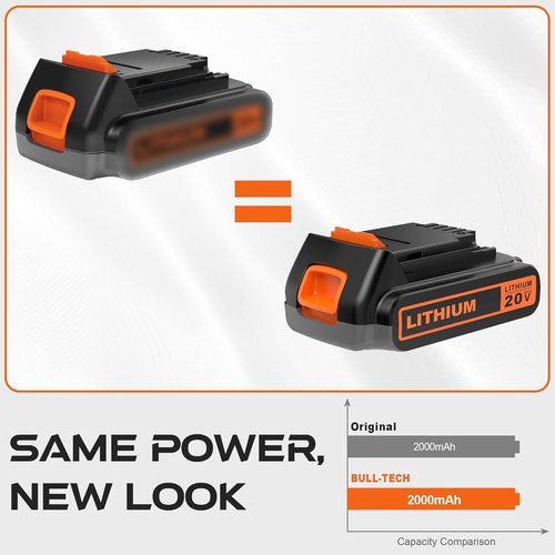 BULL-TECH 20V MAX 2.0Ah Replacement Battery - Compatible with All Black & Decker Power Tools