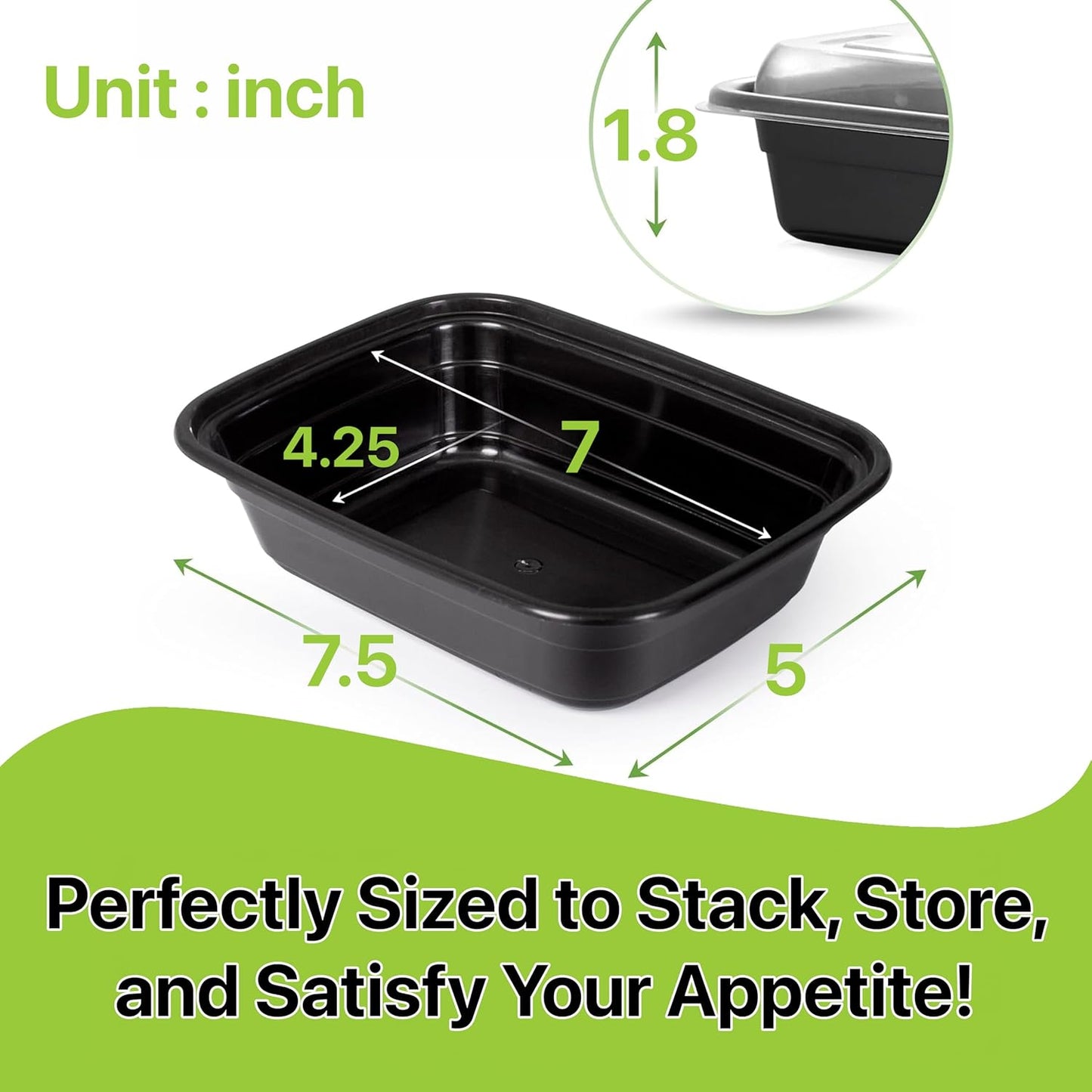 Skiennix Meal Prep Containers - 10 Set | 16 oz, Stackable, Leakproof & Reusable for Food Storage