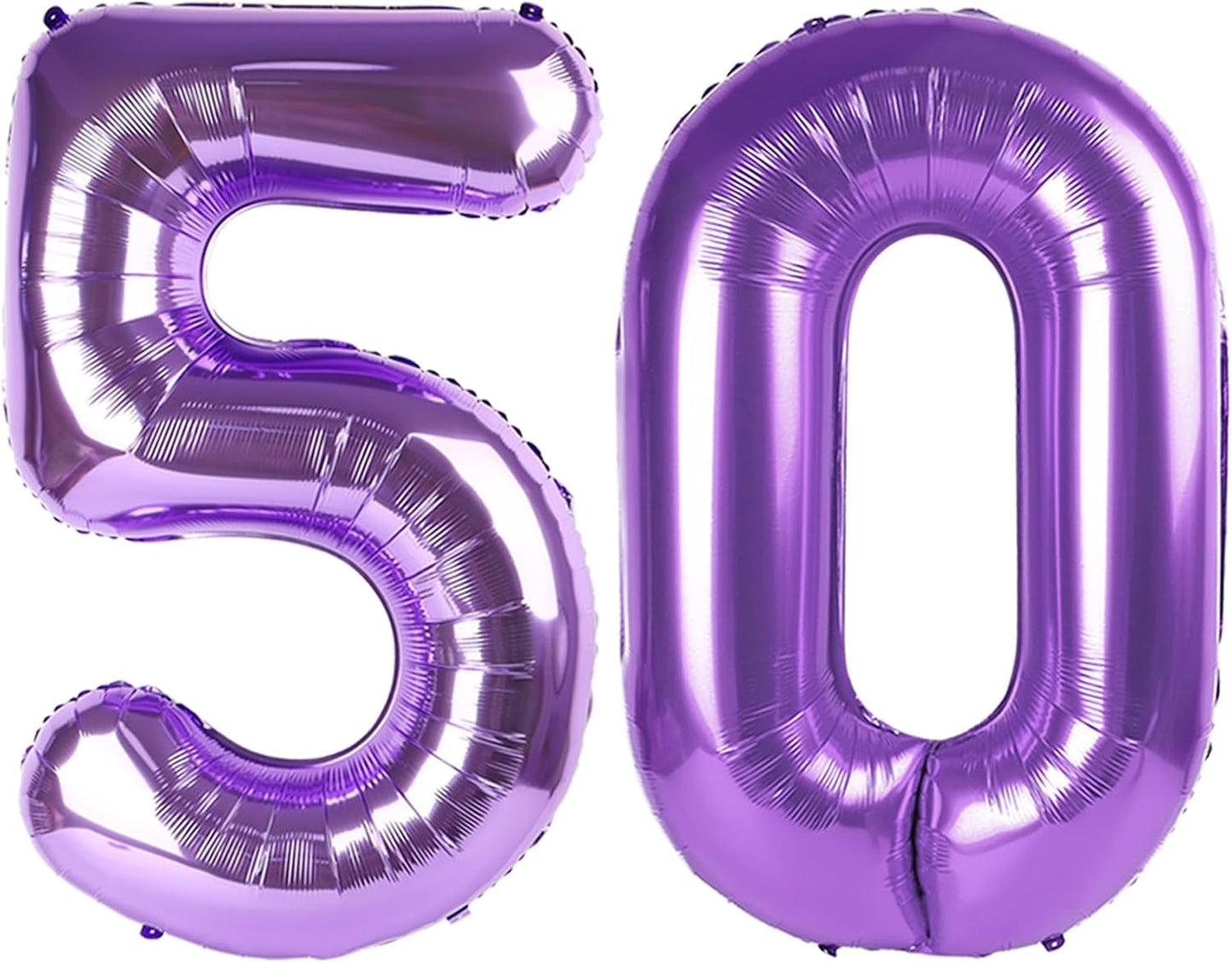Purple 50th Birthday Balloons - 40 Inch Foil Number Decoration for Men & Women | Party Supplies