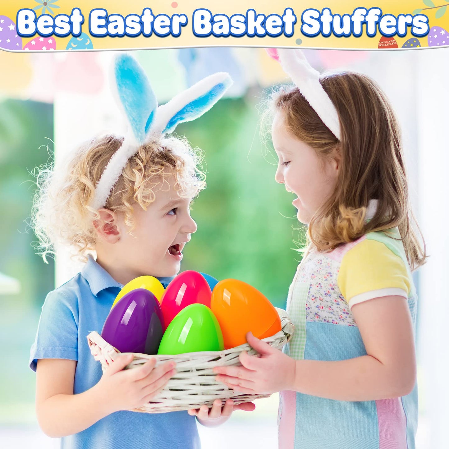 V-Opitos 24 PCS Jumbo Easter Eggs, 6 Inch Large Plastic Easter Eggs, Bulk Fillable Empty Eggs for Easter Egg Hunt, Surprise Eggs, Basket Stuffers Fillers, Easter Party Favor for Kids