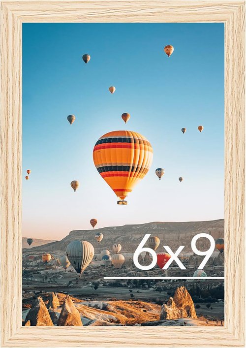 JCJMY 6x9 Picture Frame - Versatile Wall Mount or Tabletop Display | Shatter-Resistant Plexiglass, Natural Finish