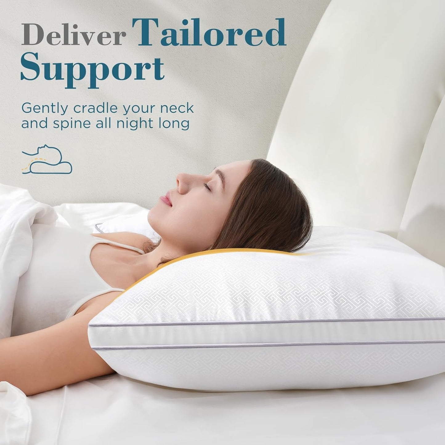 Viewstar Queen Size Pillows - Set of 2 Hotel Quality Down Alternative for All Sleep Positions | White