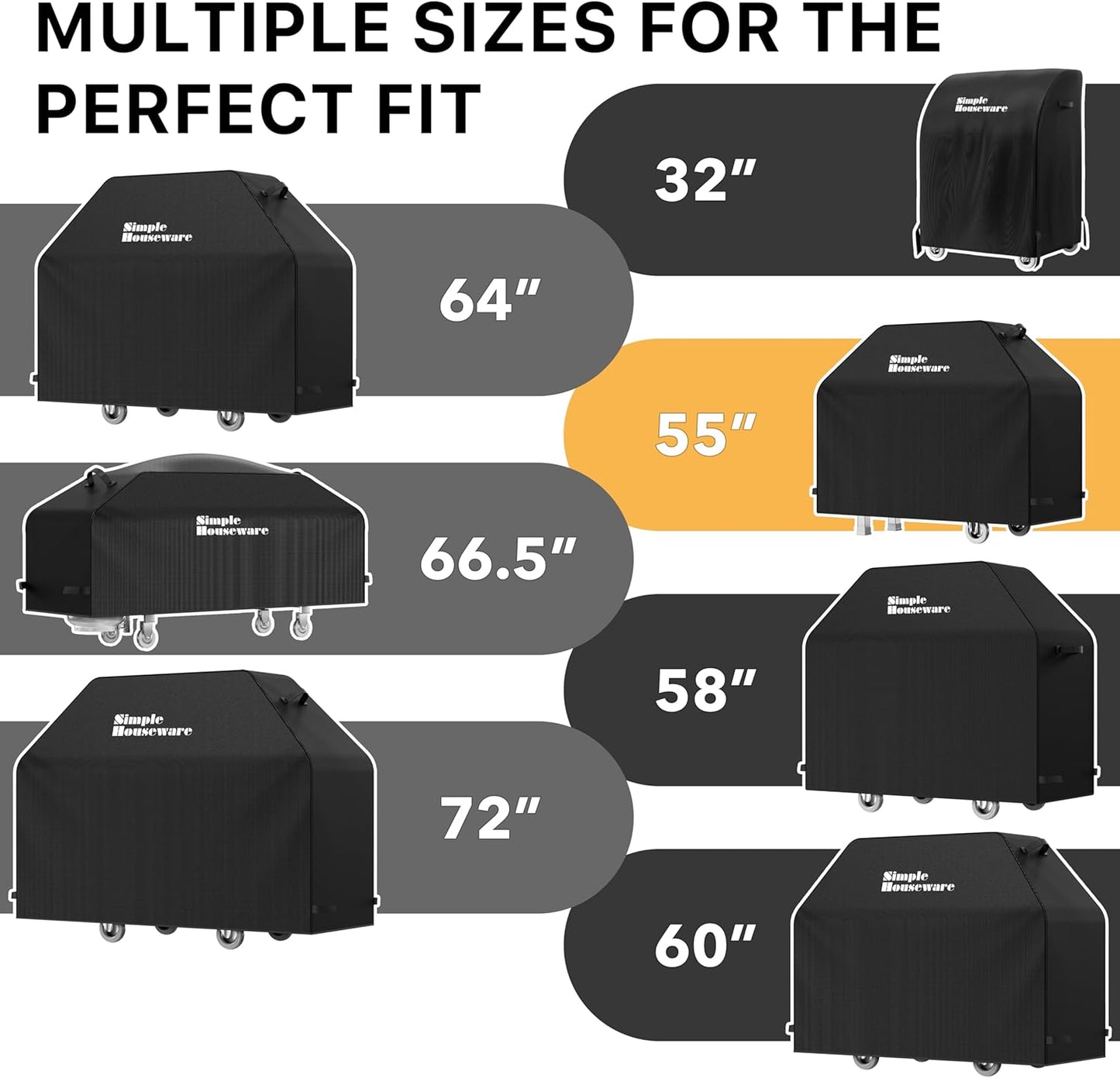 Simple Houseware Heavy-Duty BBQ Gas Grill Cover - 55 in. Waterproof & Weather-Resistant 600D Polyester