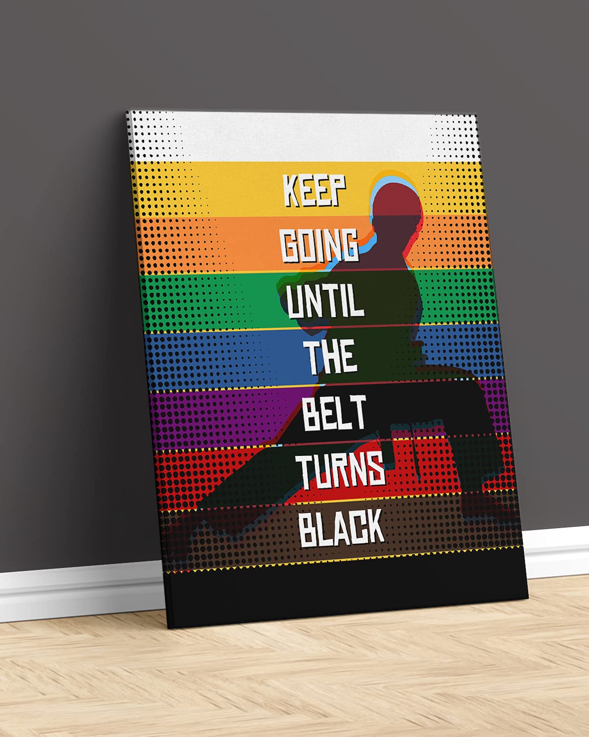 Govivo Karate Themed Gifts Wall Art - 16x20 Ready To Hang Canvas - Inspirational Wall Art - Martial Art Motivational Sports Quotes Poster - Jiu Jitsu Picture - Dojo Decor