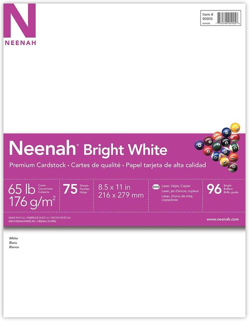 Astrobrights Bright White Cardstock - 8.5" x 11", 65 lb, 75 Sheets | Perfect for Printing and Crafting