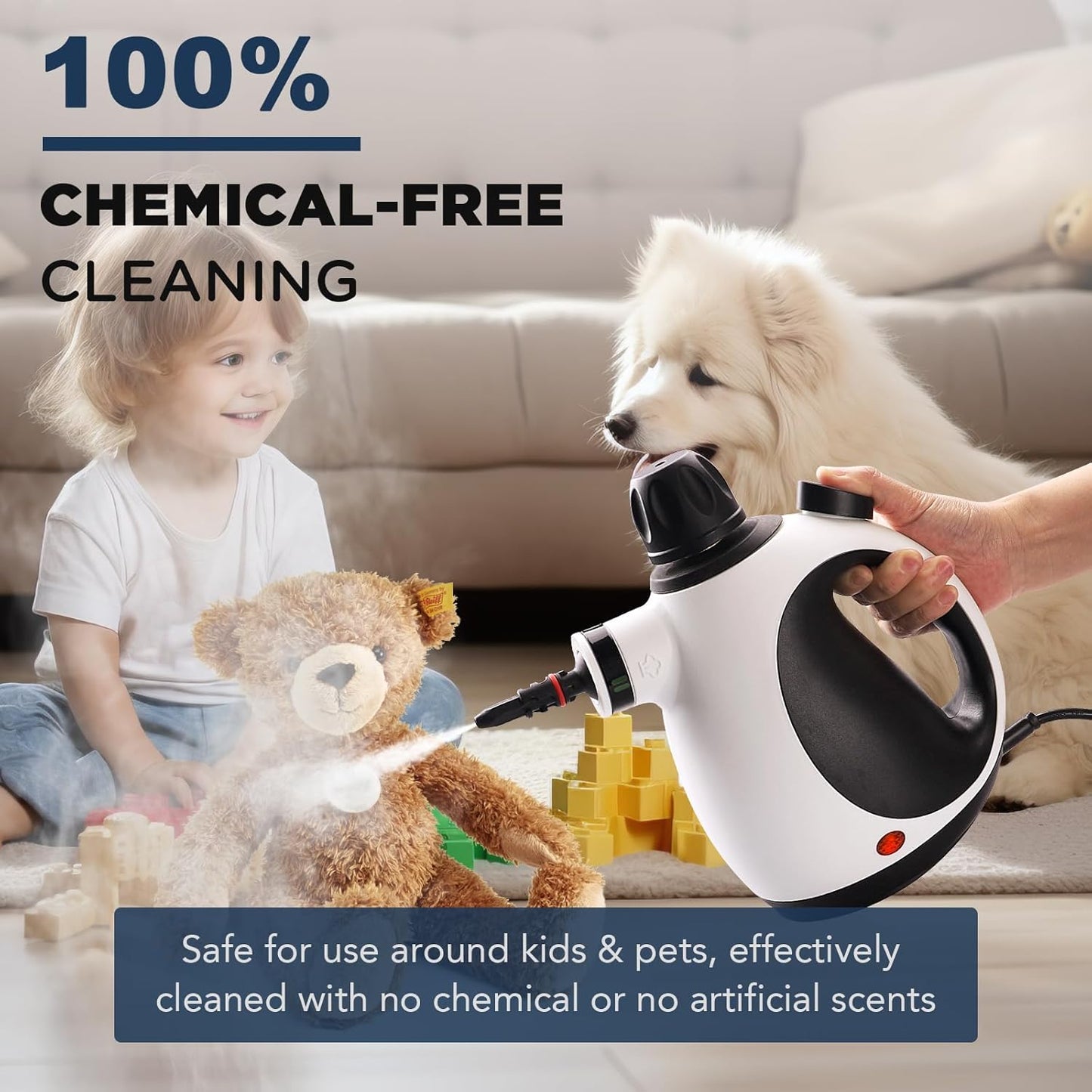 Skiennix Handheld Steam Cleaner - Portable Upholstery Steamer with 10 Accessories | Safe Grime Removal