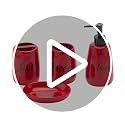 Red Ceramic Bathroom Accessories Set - 4 Piece Farmhouse Decor, Soap Dispenser, Toothbrush Holder, Tumbler & Soap Dish