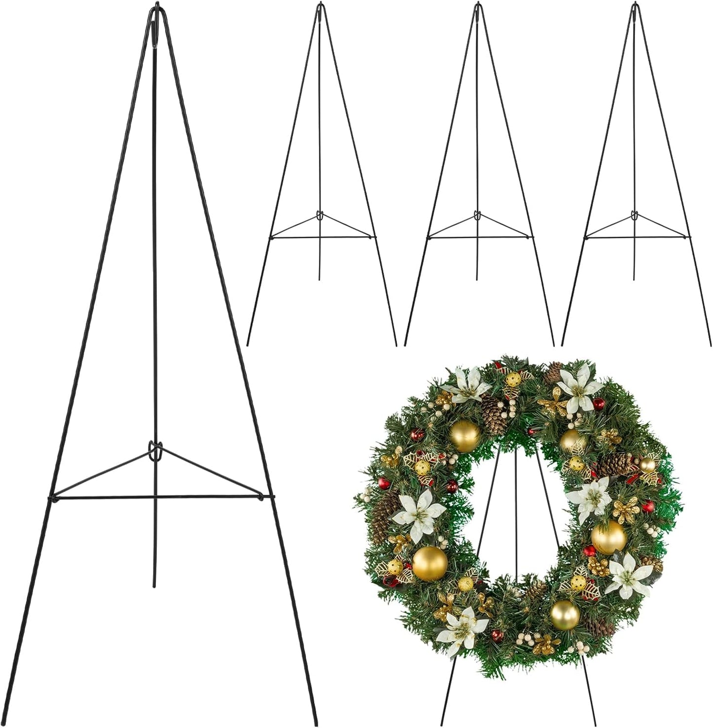 Soaoo Christmas Wreath Stand - Metal Easel Holder for Cemetery Grave Flowers | 30-Inch Size