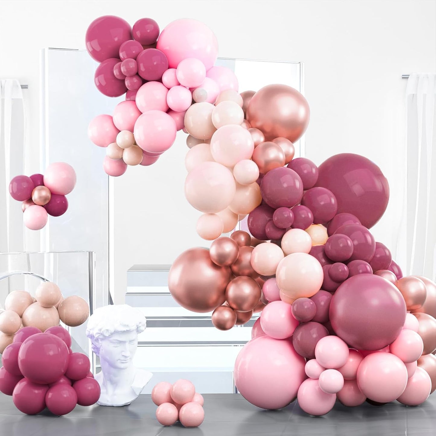 PartyWoo Balloon Arch Kit - Dusty Pink Garland with 100 Balloons in Various Sizes for Weddings & Events