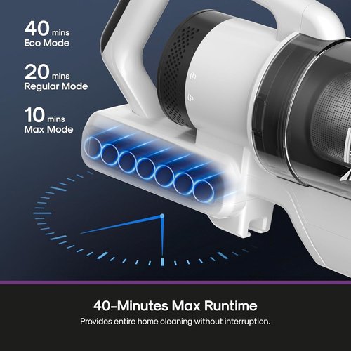 Eureka Cordless Vacuum Cleaner - Lightweight Rechargeable Stick for Carpet & Pet Hair | White NEC280WH