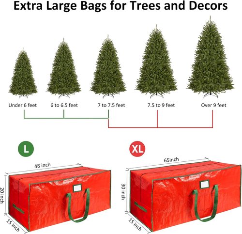 FUCDTEFC Christmas Tree Storage Bag - Large Heavy-Duty Waterproof Container with Reinforced Handles | 9 Ft Red