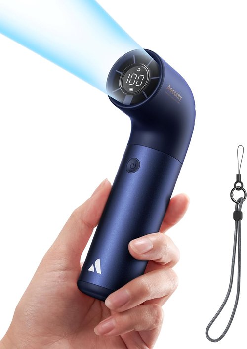 Aecooly Portable Handheld Fan - Powerful Turbo Air Tube Design | 19000 RPM, 15H Cooling, Mini Size - Blue