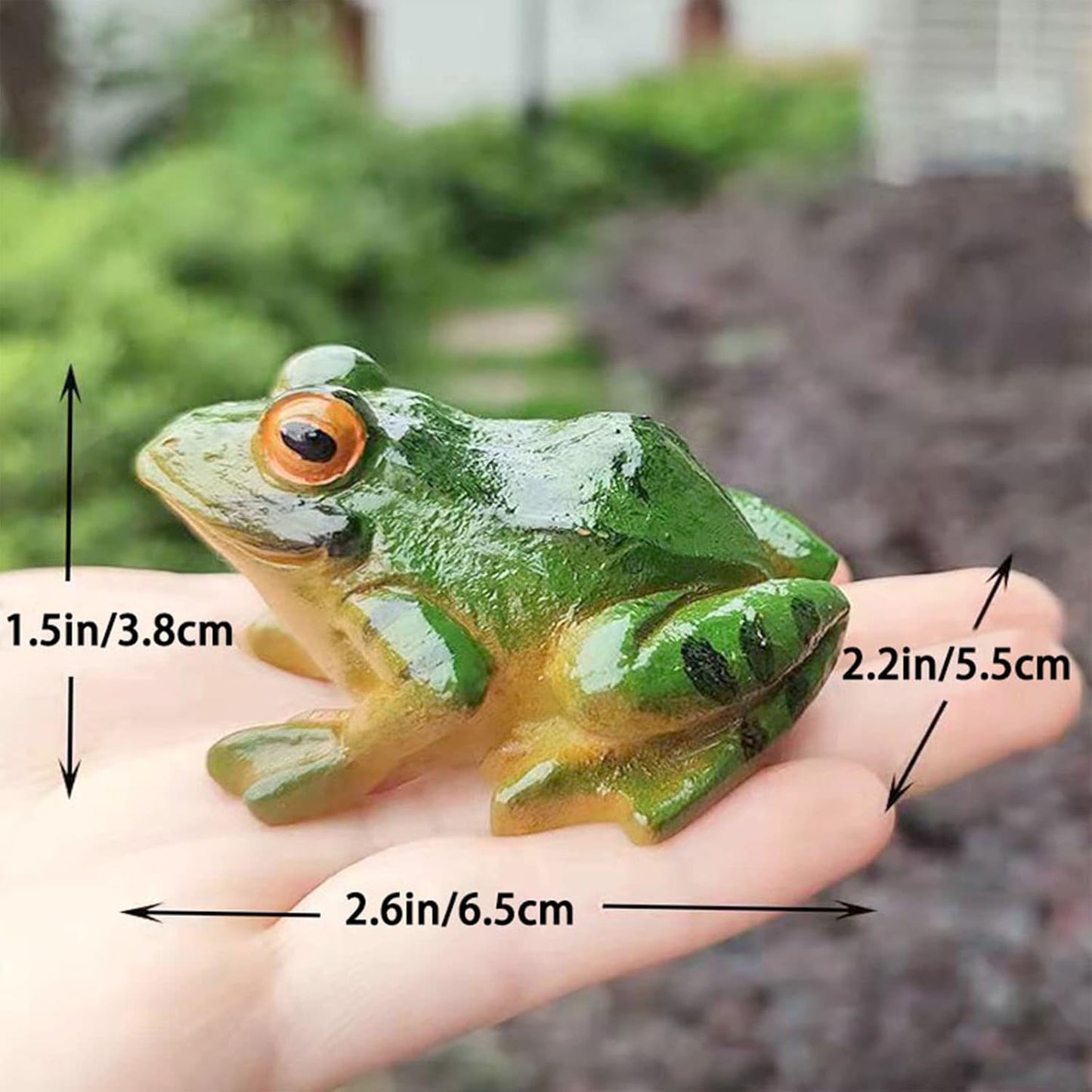 Skiennix Frog Statues - Miniature Resin Sculptures for Fairy Gardens | Indoor & Outdoor Decor (2 Pcs)