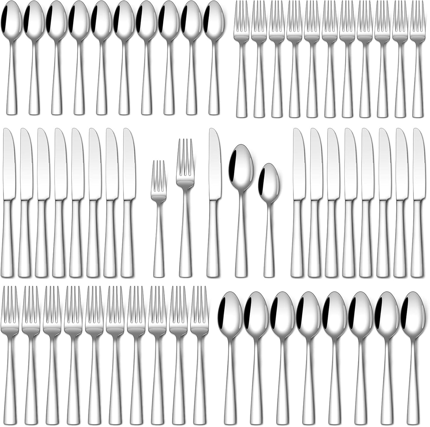 Stapava 60-Piece Silverware Set - Food-Grade Stainless Steel Flatware for 12 | Mirror Polished, Dishwasher Safe