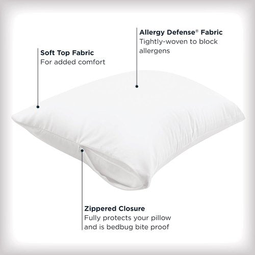 AllerEase Pillow Protectors - Advanced Allergy Protection, Moisture Wicking - Set of 4 Standard/Queen, Zippered