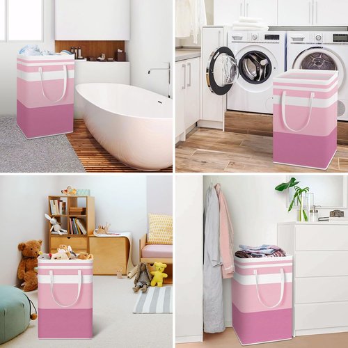 HomeHacks Large Waterproof Laundry Baskets - Collapsible Hampers with Reinforced Handles | Grey & Pink, 88L Each