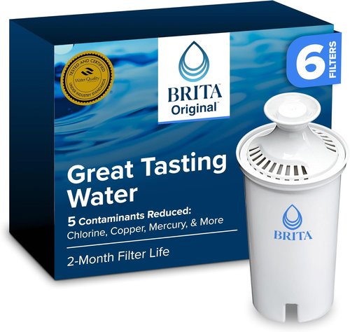 Brita Standard Water Filter - Reduces Copper, Cadmium & Mercury Impurities | 6 Filters, Lasts 2 Months