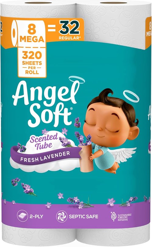 Angel Soft Toilet Paper - Fresh Lavender Scent - 8 Mega Rolls (32 Regular Rolls) - Soft & Strong