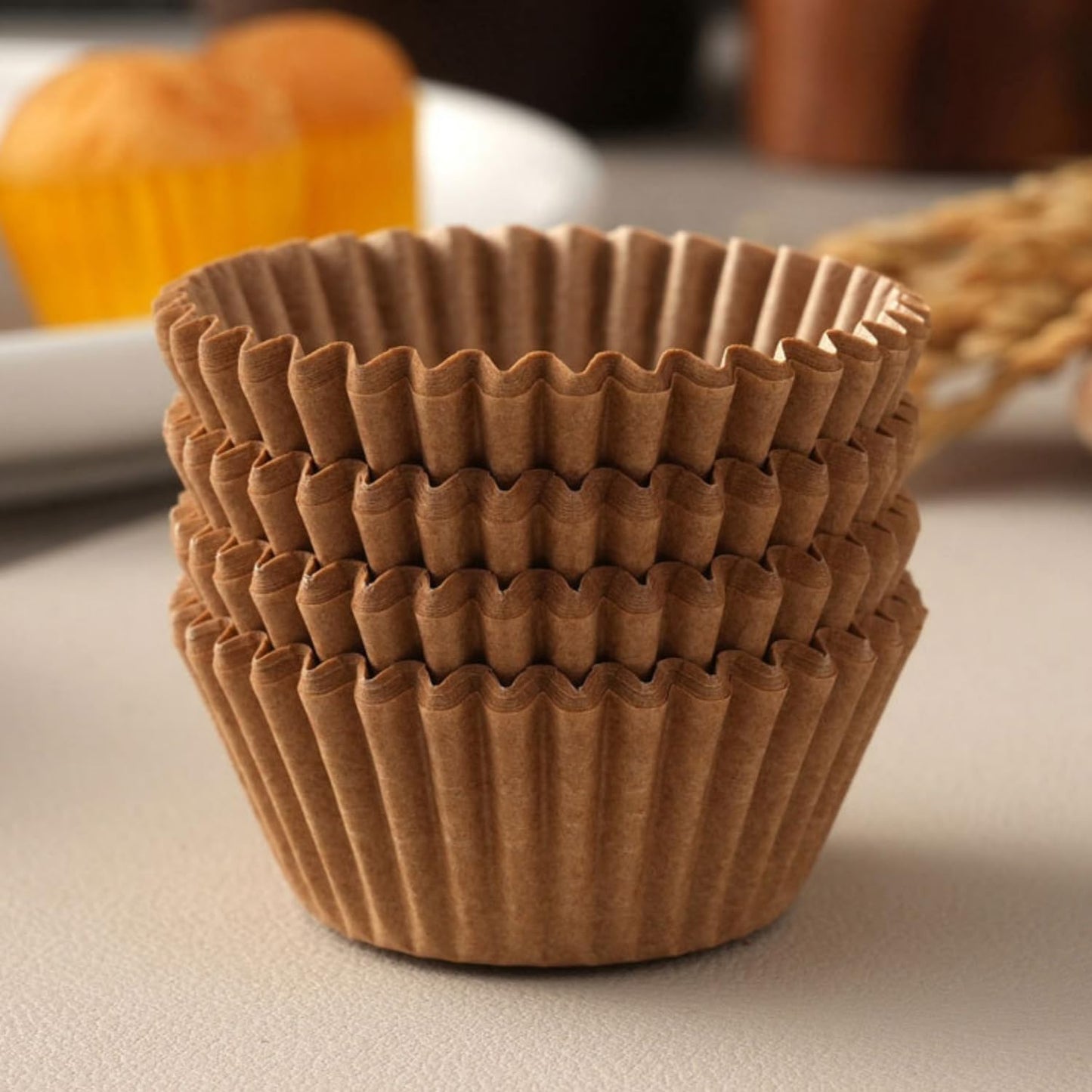 Prefer Green Non-stick 500 Count Mini Cupcake Liners for Baking, Natural, Food-grade Cupcake Wrapper, Greaseproof Parchment Muffin Liners,Baking Cups for Cupcakes, Muffins, Nuts