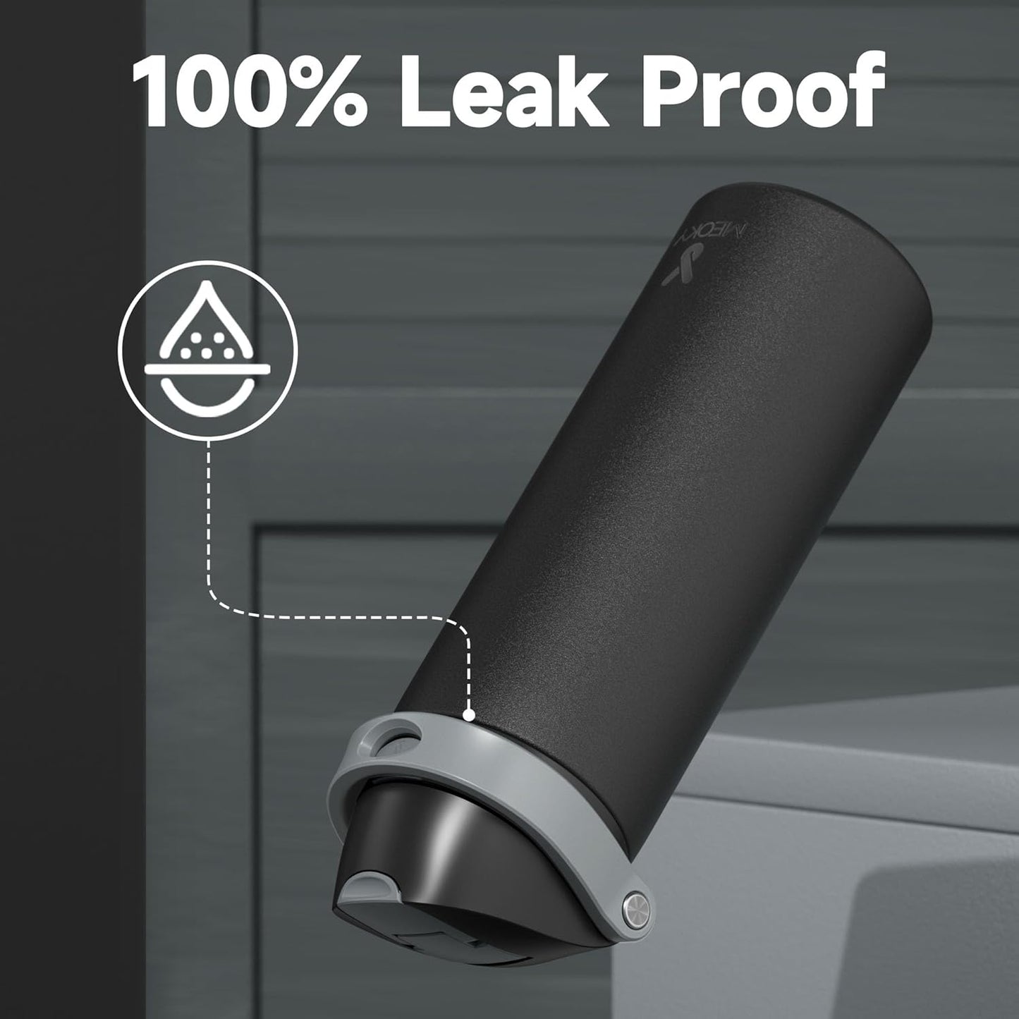 Meoky Stainless Steel Insulated Water Bottle - 24 oz, Leak Proof, 2-in-1 Straw & Spout Lid, BPA-Free