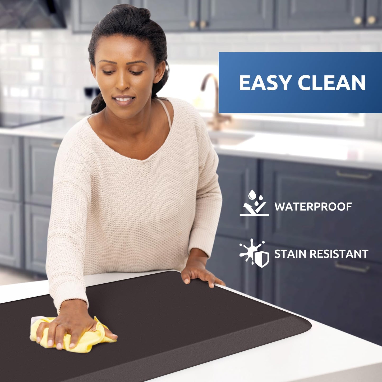 KitchenClouds Kitchen Mat Cushioned Anti Fatigue Kitchen Rug Non Slip Standing Mat Comfort Floor Mats for Sink Office (17.3"x60"- 0.8inch)