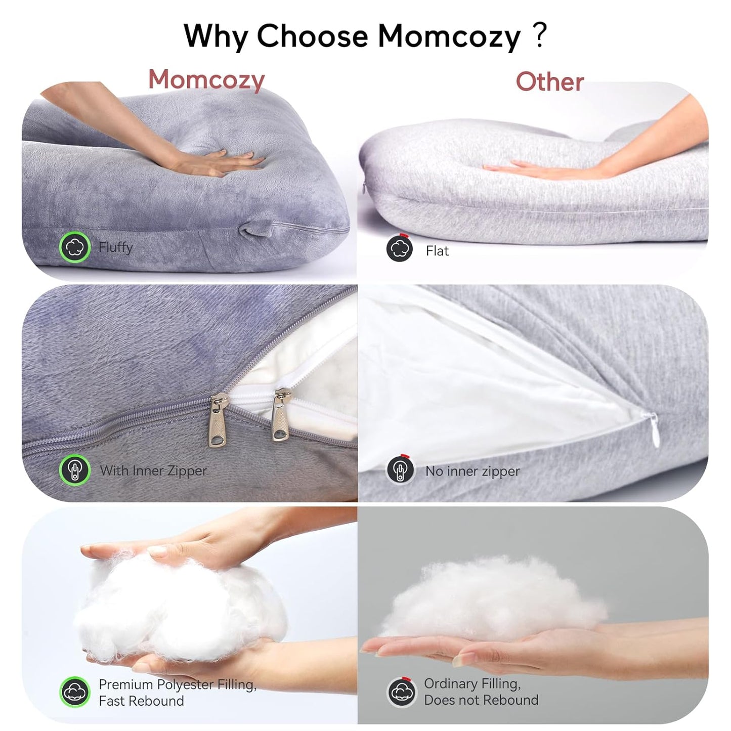 Momcozy Pregnancy Pillow - Cooling Comfort for Hot Sleepers | Soft and Supportive Design