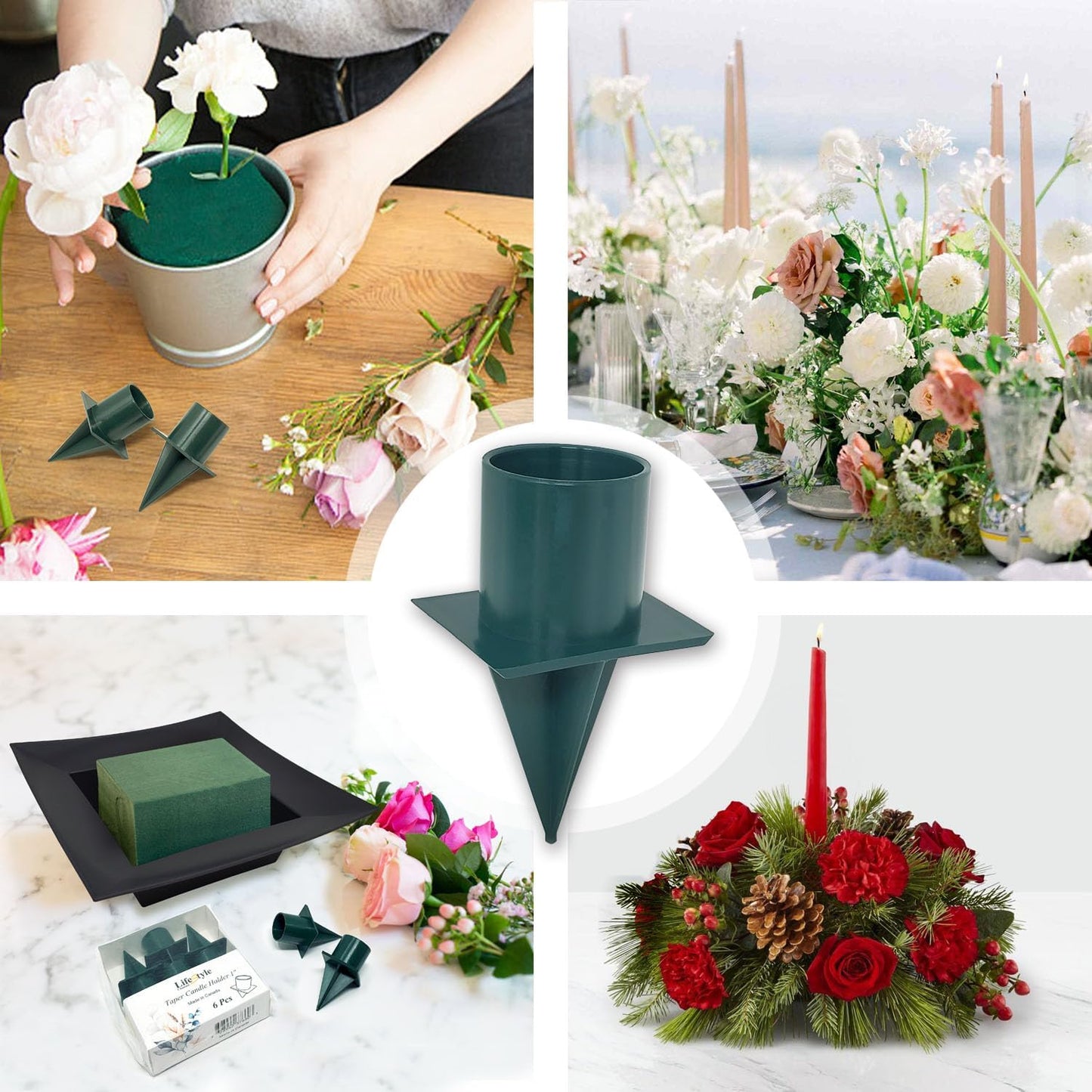 LifeStyle Channel Floral Taper Candle Holders - Elegant 6-Piece Set for Home Décor