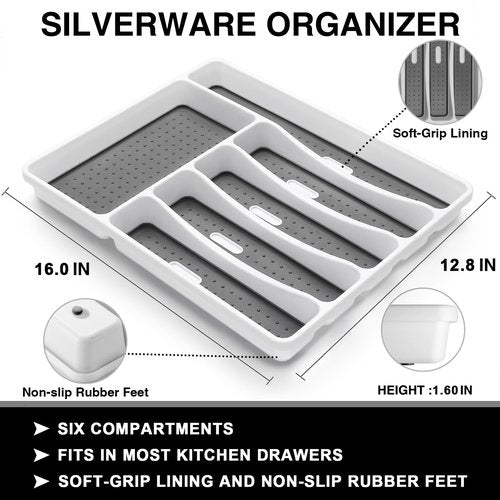 49-Piece Black Silverware Set with Organizer, Heavy Duty Stainless Steel Flatware for 8, Cutlery Utensil Sets with Steak Knives, Rust-proof, Mirror Polished, Dishwasher Safe, Black Heavy Duty