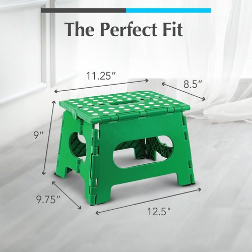 Handy Laundry Folding Step Stool - Lightweight & Sturdy for Adults and Kids - Easy One-Flip Design | Green