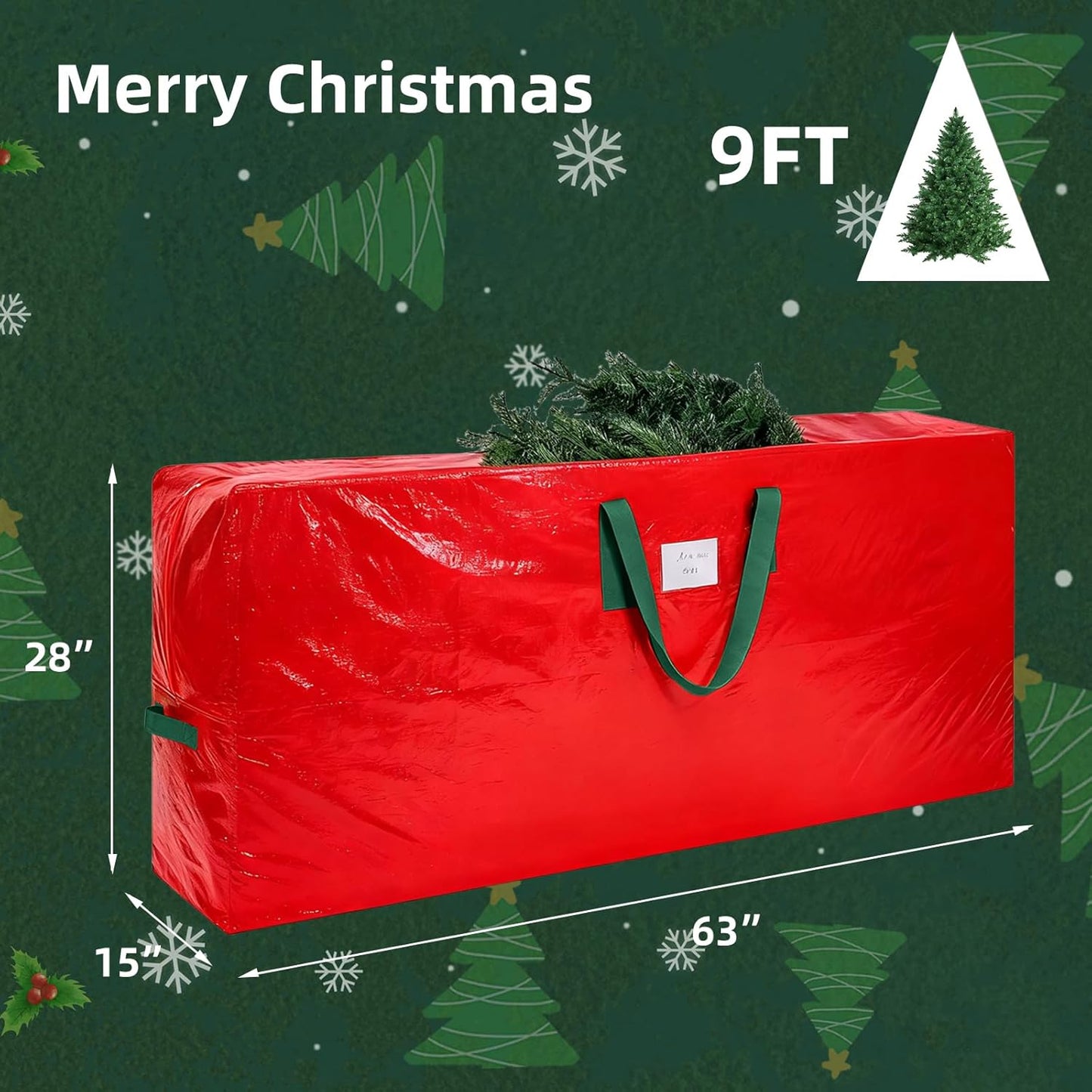 KRYSTY Christmas Tree Storage Bag - Durable Heavy-Duty Design for 9 ft Trees | Protects Against Dust & Moisture - Red