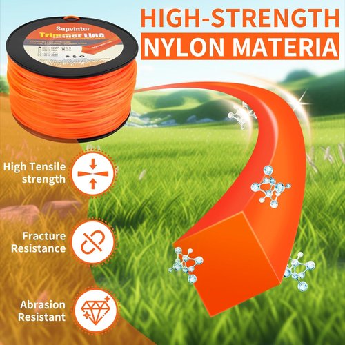 065 Trimmer Line - Commercial Square Weed Eater String | 0.065 Inch, 2000ft, 3lb, Orange