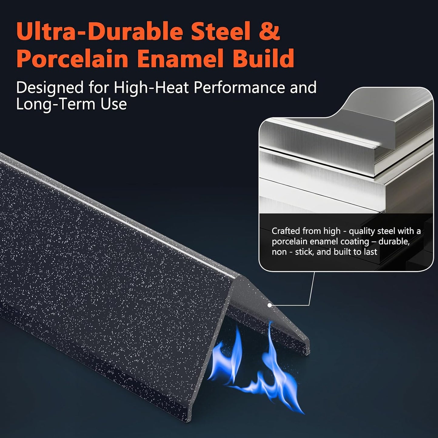 QuliMetal 7635 Flavorizer Bars - Durable 16GA Porcelain Steel for Weber Spirit E210, E220, S210, S215