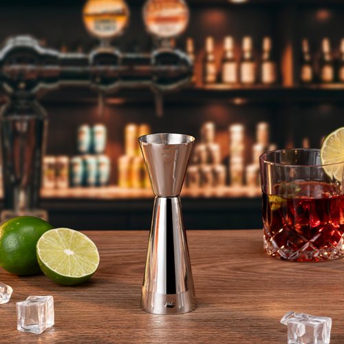 Briout Jigger for Bartending, Double Cocktail Jigger Japanese Premium 304 Food Grade Stainless Steel Jigger 2 OZ 1 OZ with Measurements Inside, Flat Edge