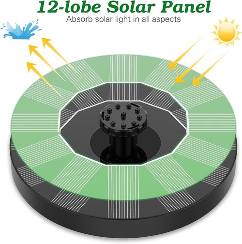 AISITIN Solar Bird Bath Fountain Pump - 6 Nozzles for Outdoor Gardens, Ponds & Pools | Solar Powered Water Feature