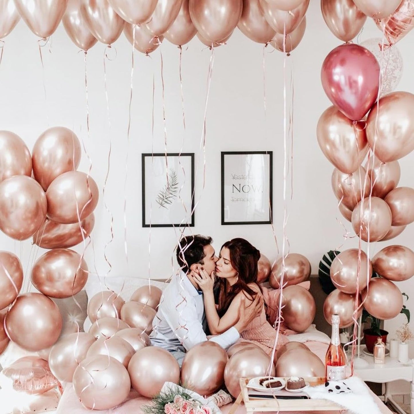 PartyWoo Rose Gold Balloons - 20pcs 18 Inch Metallic Chrome for Weddings & Celebrations