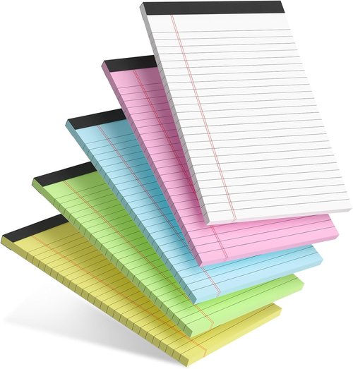 5-Pack Small Note Pads | 5x8 College Ruled Notebooks with Perforated Sheets for School & Office