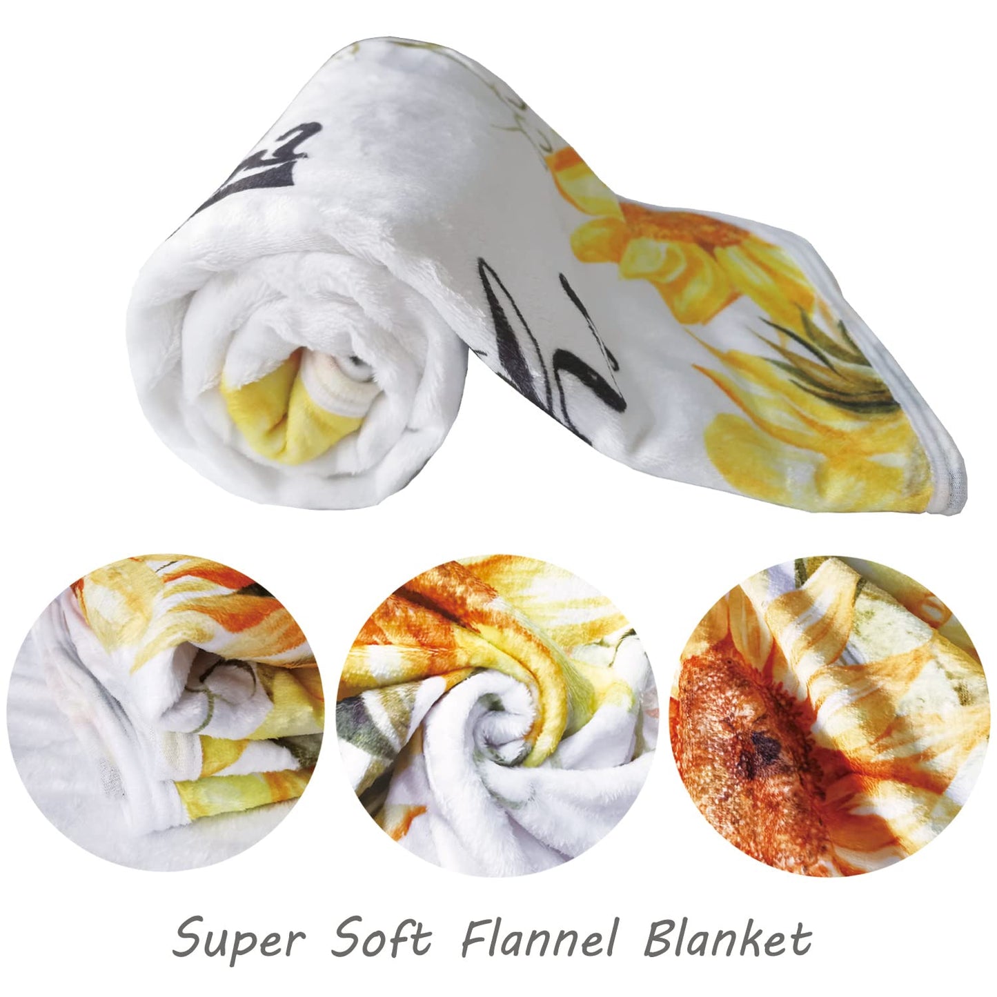 Yoothy Sunflower Baby Monthly Milestone Blanket Girl, Floral Newborns Month Blanket Gift for Baby Shower, Soft Plush Photo Prop Blanket, Wreath &Headband Included, 45''x40''