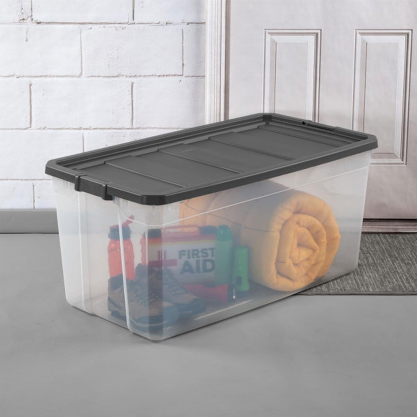 Sterilite 3-Pack Modular Stacker Boxes - Durable Clear Plastic Storage Bins with Latching Lids | 200 Quart for Closet, Bathroom, Office