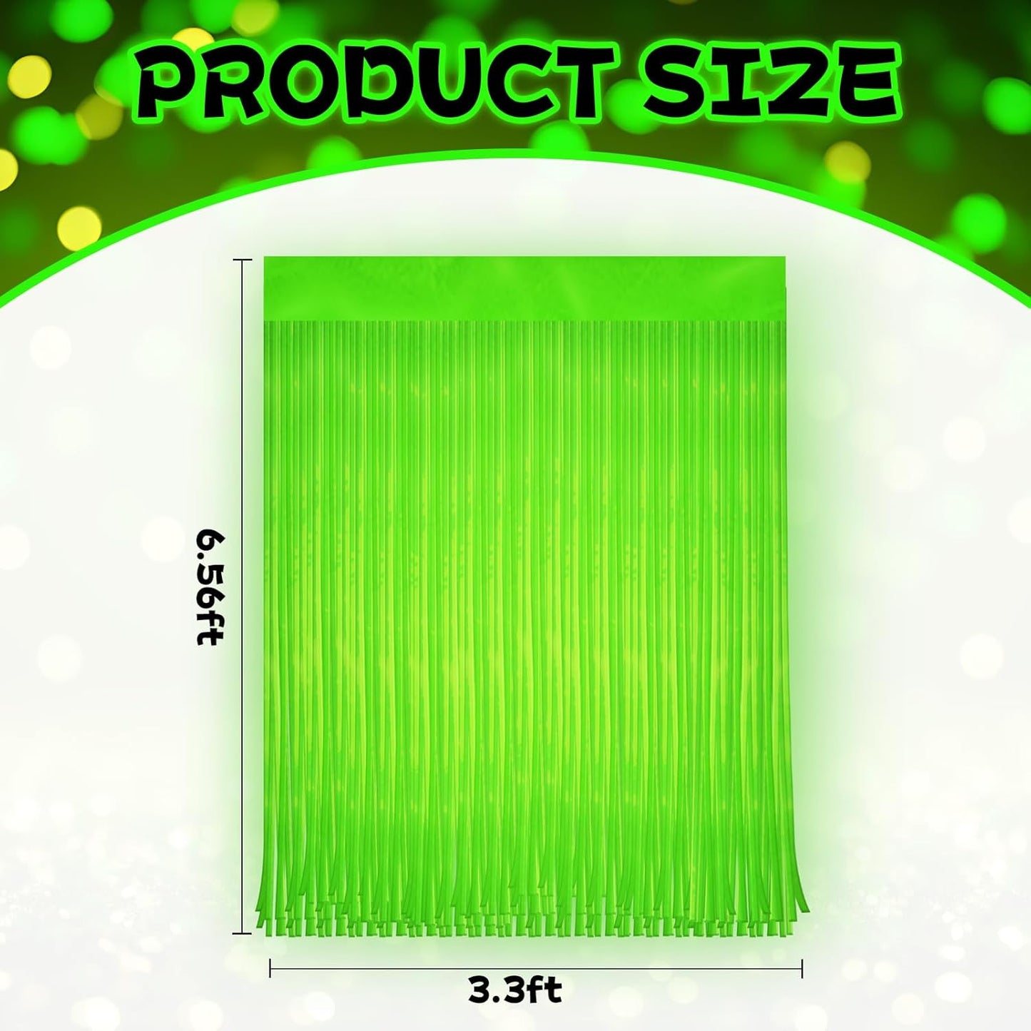 Skiennix Glow In The Dark Curtains - 4 Pack Tinsel Foil Fringe Backdrop for Neon Parties | 6.6 x 3.3 Ft