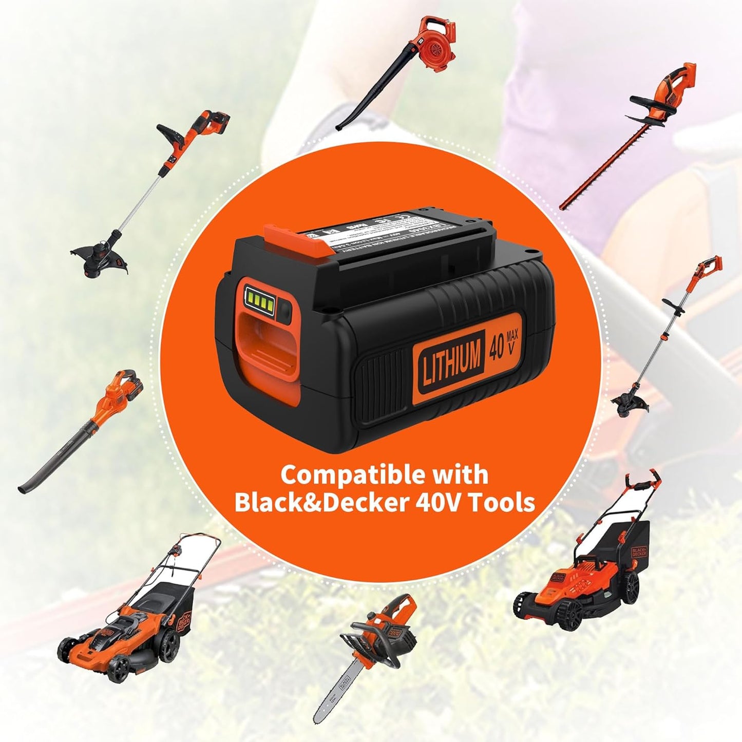 Powilling 40V Lithium Replacement Battery - 3.5Ah for Black & Decker Tools | Compatible with LBX2040, LBXR36, LST540