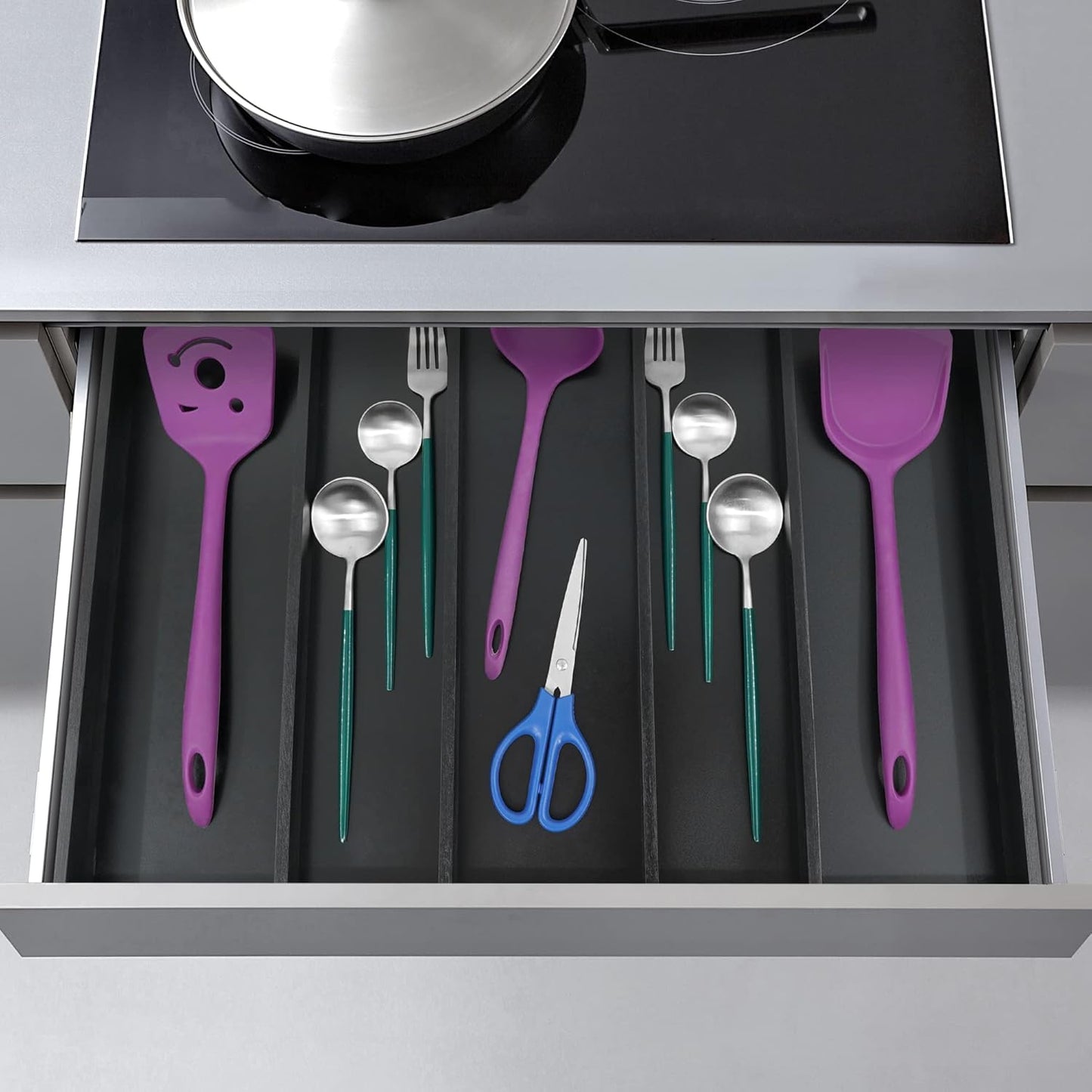 Utoplike Bamboo Drawer Organizer - Adjustable Silverware Holder & Cutlery Tray | Expandable Divider for Kitchen & Home