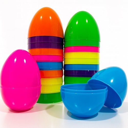 Coynurex 12 Pack 4.7" Large Easter Eggs, Fillable Plastic Easter Eggs in 6 Bright Colors, Separable Design for Mix & Match, Easter Egg Hunt Basket Stuffers