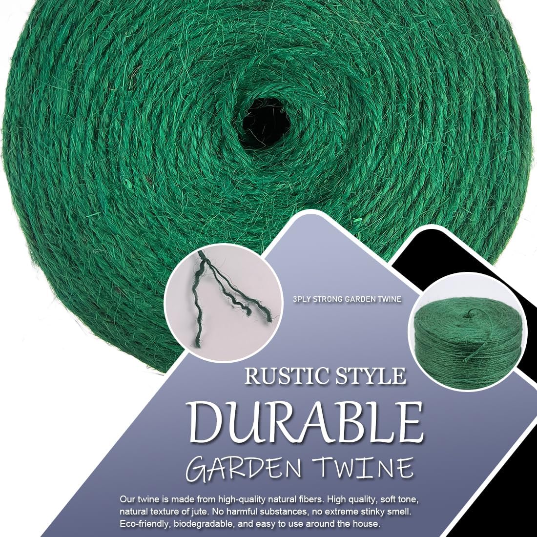 PerkHomy Natural Jute Garden Twine - Strong 800 Feet Green Twine for Plant Tying & Crafts