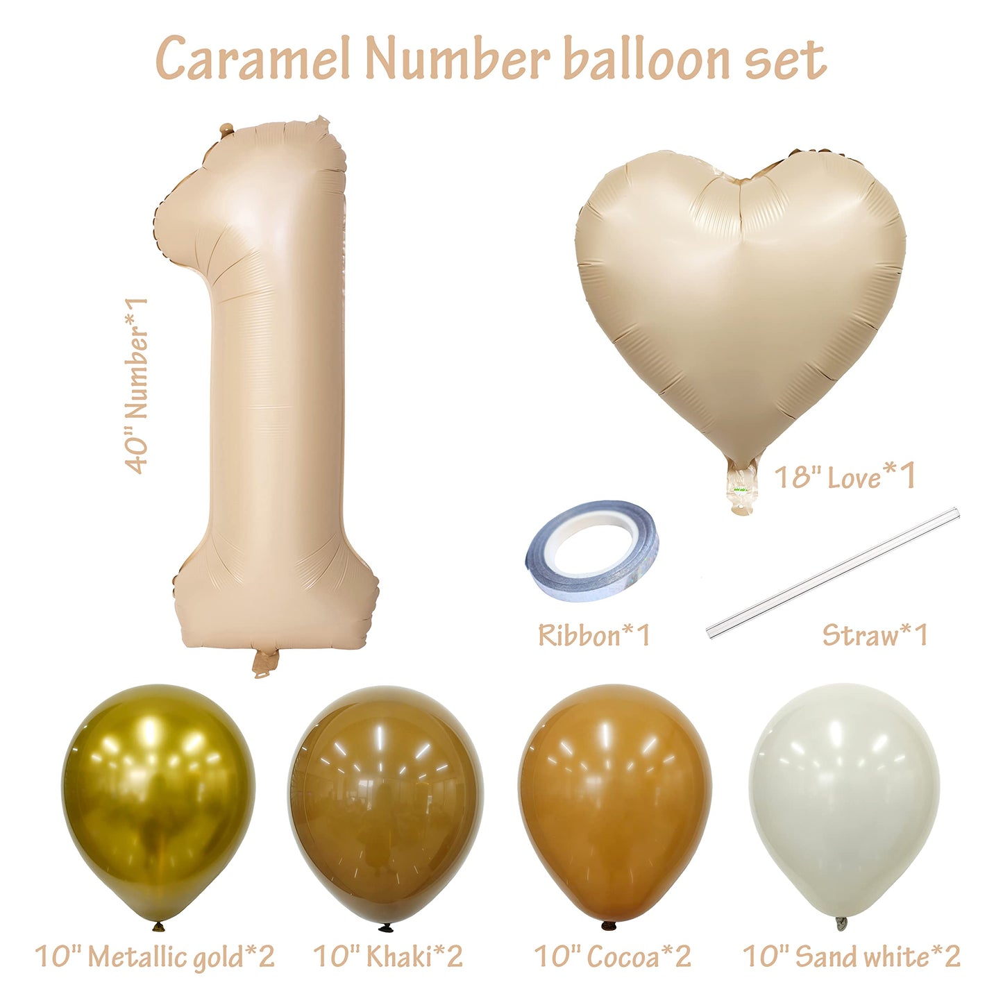 40 In Caramel Number Balloons Helium Foil Mylar latex Balloon Birthday Party banquet Decoration Digital 1