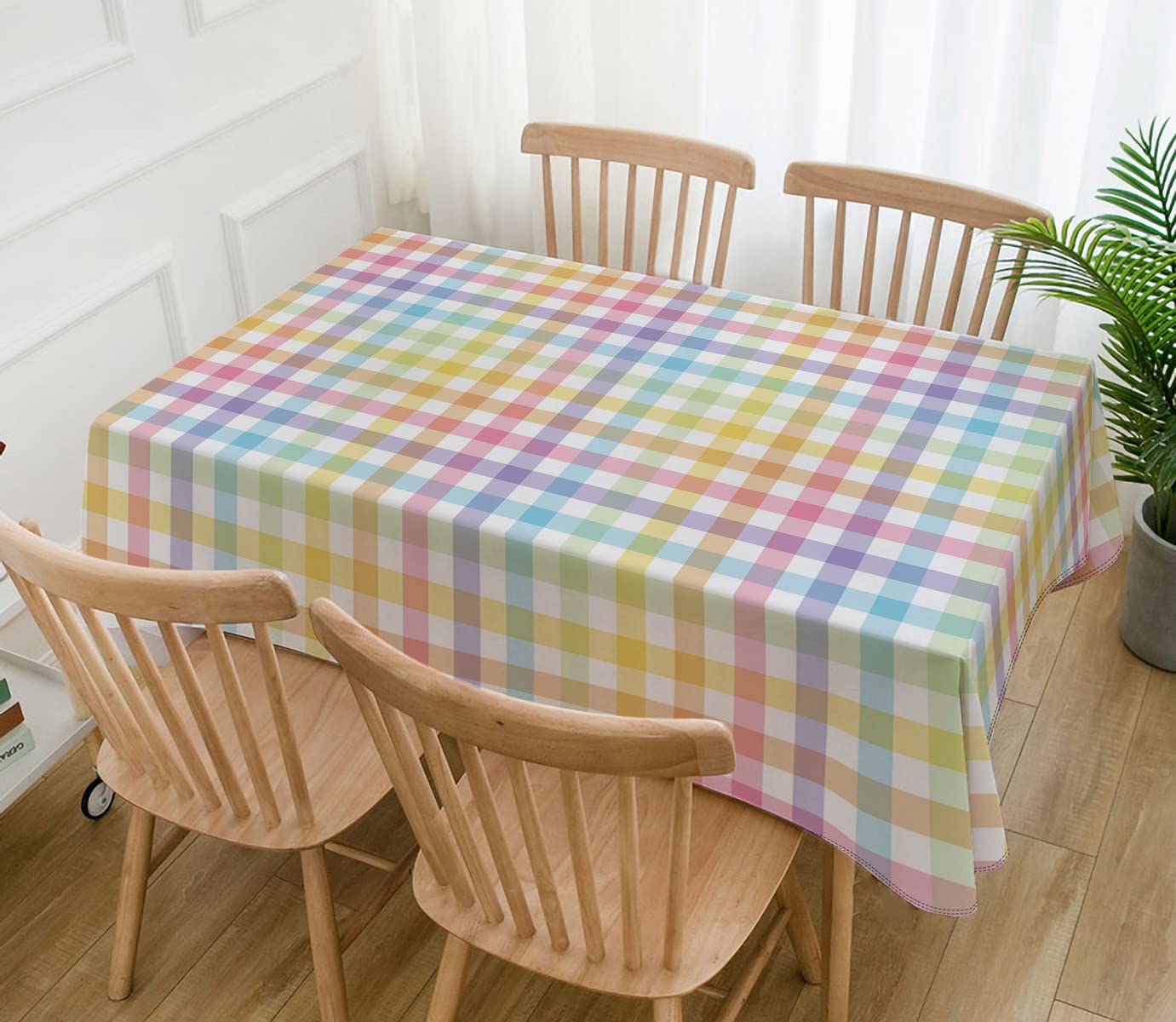 Hafangry Easter Buffalo Check Plaid Tablecloth Gingham Spring Party Decoration Rustic Kitchen Dining Room Table Cover (60" x 84")