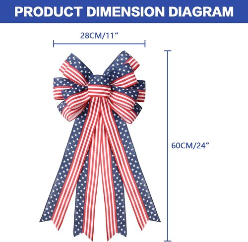 **SY Super Bang 4th of July Decorations - Red, White & Blue Wreath & Patriotic Bows for Indoor/Outdoor Use**