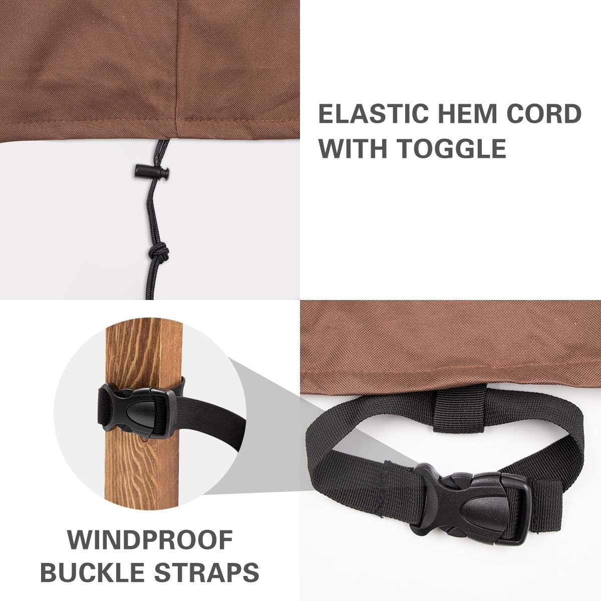 Vailge High Back Patio Chair Cover - Waterproof 600D Heavy Duty Outdoor Furniture Protection | 2 Pack, Beige & Brown, 35" L x 28" W x 35" H