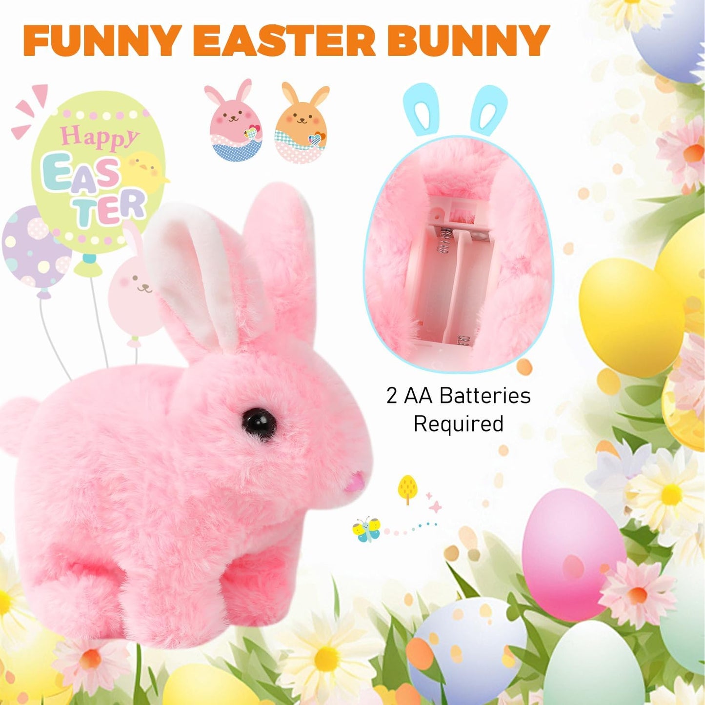 Vizela Realistic Rabbit Toy - Interactive 7'' Plush Bunny with Lifelike Movements | Perfect Easter Gift (Brown)