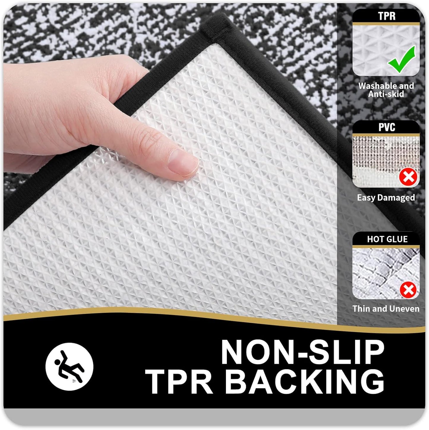 OLANLY Microfiber Bath Rugs - Extra Soft, Non-Slip & Absorbent | 24x16 Black Quick-Dry Shaggy Mats