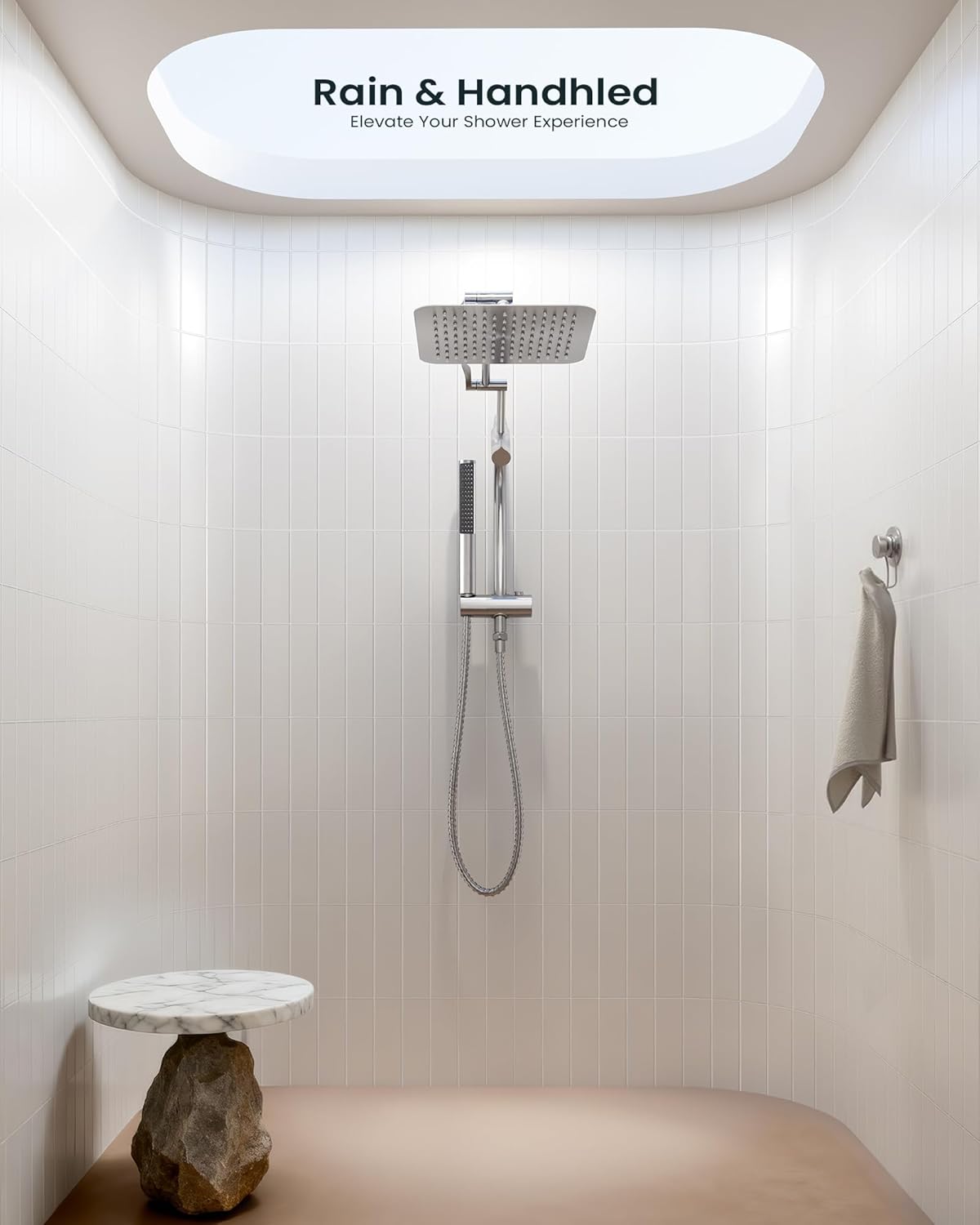 Veken 10" Luxurious Rain Shower Head - High Pressure Dual Showerhead with Handheld | Chrome Finish